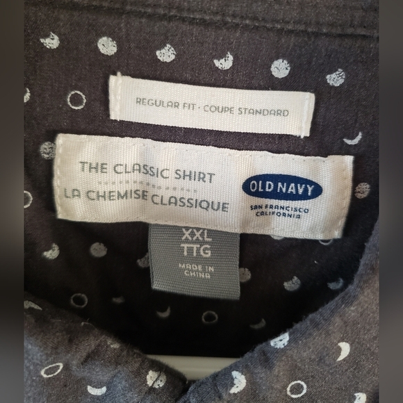 Old Navy Button Up Men's Classic Shirt Black Moon Long Sleeve - XXL - Picture 3 of 5